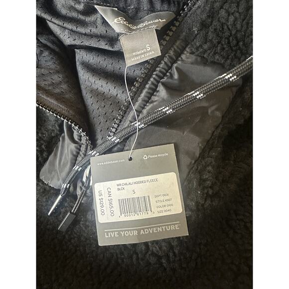 NWT Eddie Bauer Chilali Hooded Fleece Anorak Pullover Black Women's Size Small - Picture 7 of 13